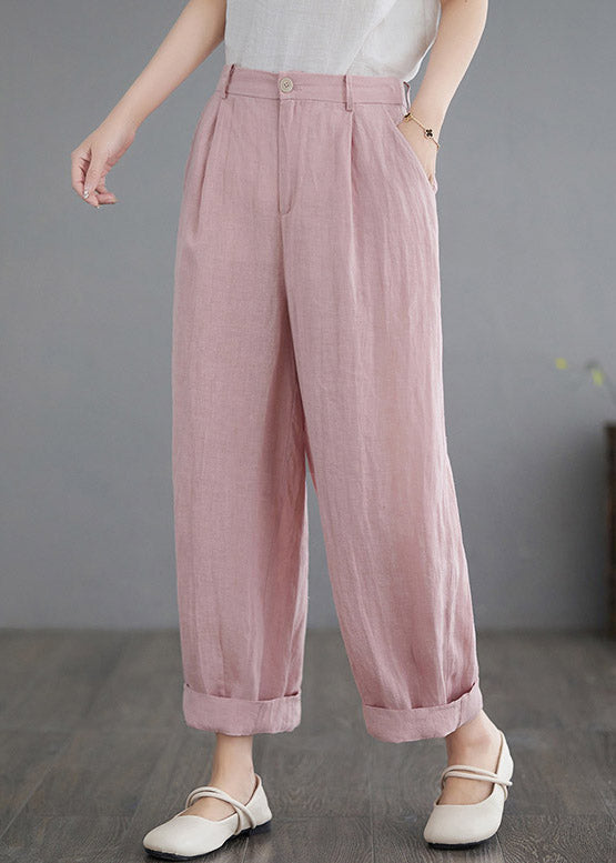 Cute Pink Pockets Solid Straight Pants Summer LY2996 - fabuloryshop