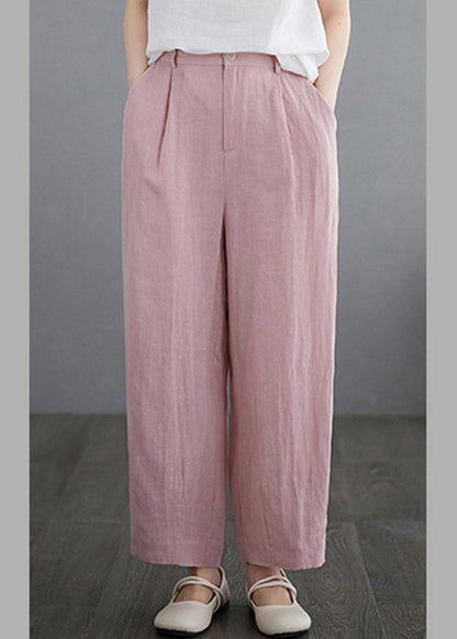 Cute Pink Pockets Solid Straight Pants Summer LY2996 - fabuloryshop