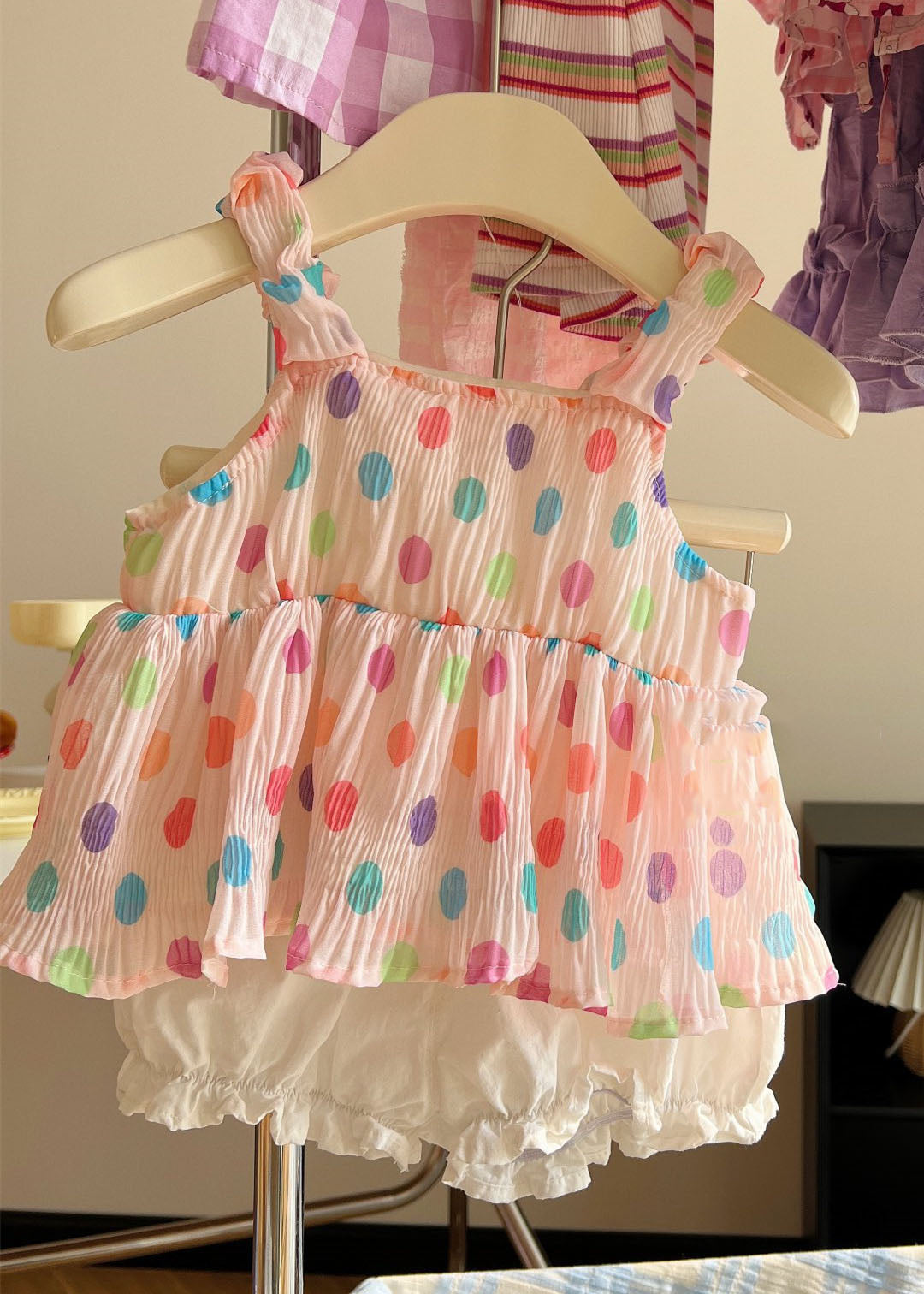 Cute Pink Print Patchwork Chiffon Baby Girls Two Pieces Set Summer LY5496 - fabuloryshop