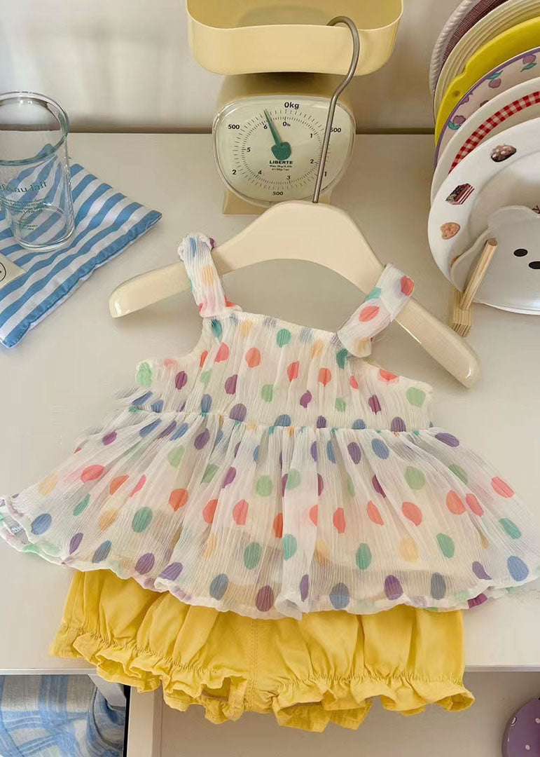 Cute Pink Print Patchwork Chiffon Baby Girls Two Pieces Set Summer LY5496 - fabuloryshop