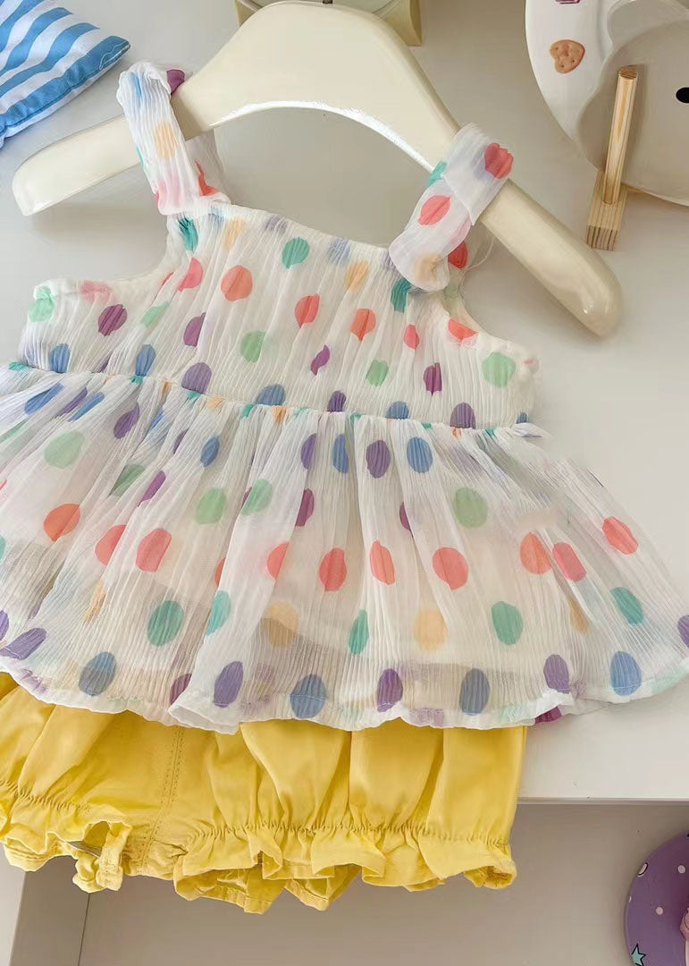 Cute Pink Print Patchwork Chiffon Baby Girls Two Pieces Set Summer LY5496 - fabuloryshop