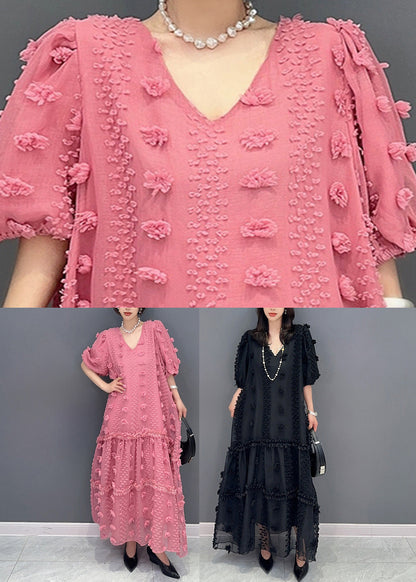 Cute Pink Ruffled Patchwork Tulle Long Dress Summer LY4299 - fabuloryshop