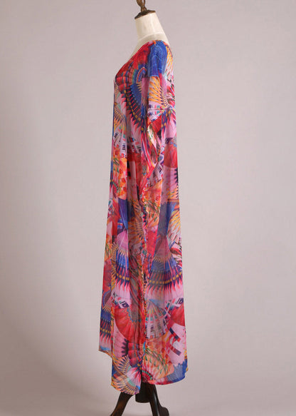 Cute Print Side Open Chiffon Long Beach Dresses Summer LY3019 - fabuloryshop