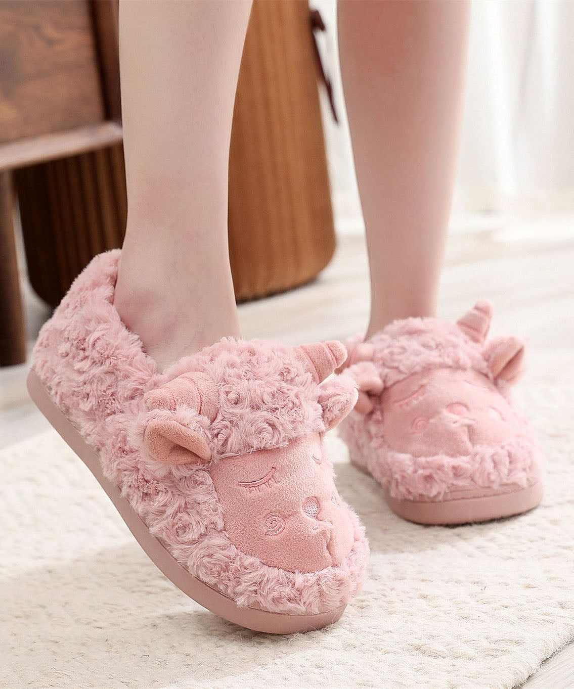 Cute Sheep Warm Fleece Shoes Cotton Fabric Comfortable LY0156 - fabuloryshop