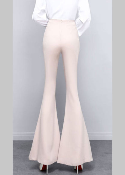 DIY Beige Button Solid High Waist Draping Bell Bottomed Trousers Spring LY0171 - fabuloryshop