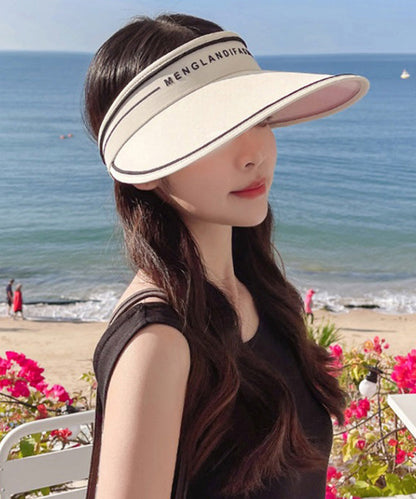 DIY Beige Graphic Patchwork Floppy Sun Hat LY511 - fabuloryshop