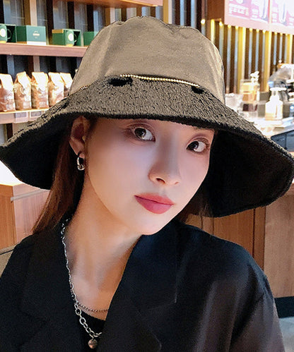 DIY Black Patchwork Pearl Organza Bucket Hat LY503 - fabuloryshop