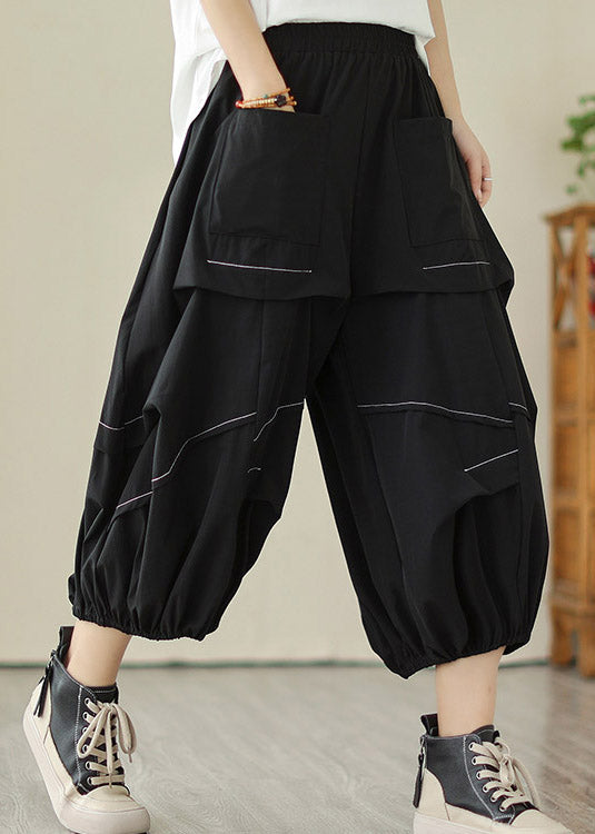 DIY Black Patchwork Solid Lantern Pants Summer LY2972 - fabuloryshop