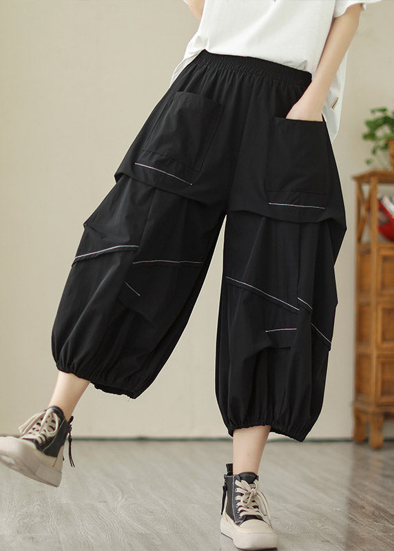 DIY Black Patchwork Solid Lantern Pants Summer LY2972 - fabuloryshop