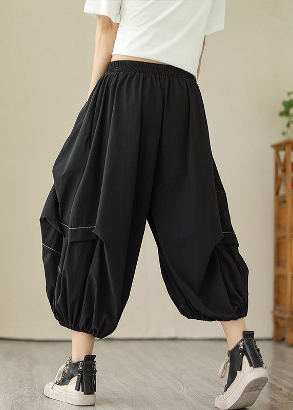 DIY Black Patchwork Solid Lantern Pants Summer LY2972 - fabuloryshop