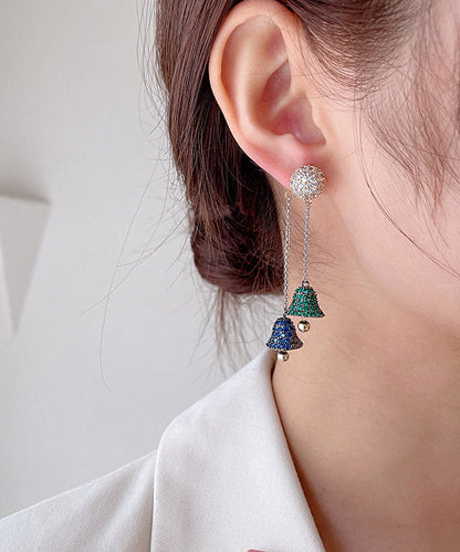 DIY Blue Sterling Silver Inlaid Removable Zircon Tassel Drop Earrings LY2282 - fabuloryshop