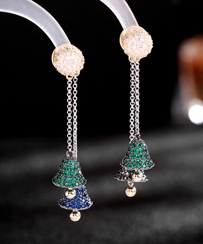 DIY Blue Sterling Silver Inlaid Removable Zircon Tassel Drop Earrings LY2282 - fabuloryshop