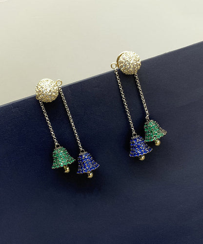 DIY Blue Sterling Silver Inlaid Removable Zircon Tassel Drop Earrings LY2282 - fabuloryshop