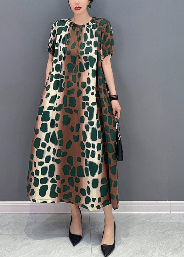 DIY Cinched Oversized Leopard Print Cotton A Line Dress Summer LY0566 - fabuloryshop