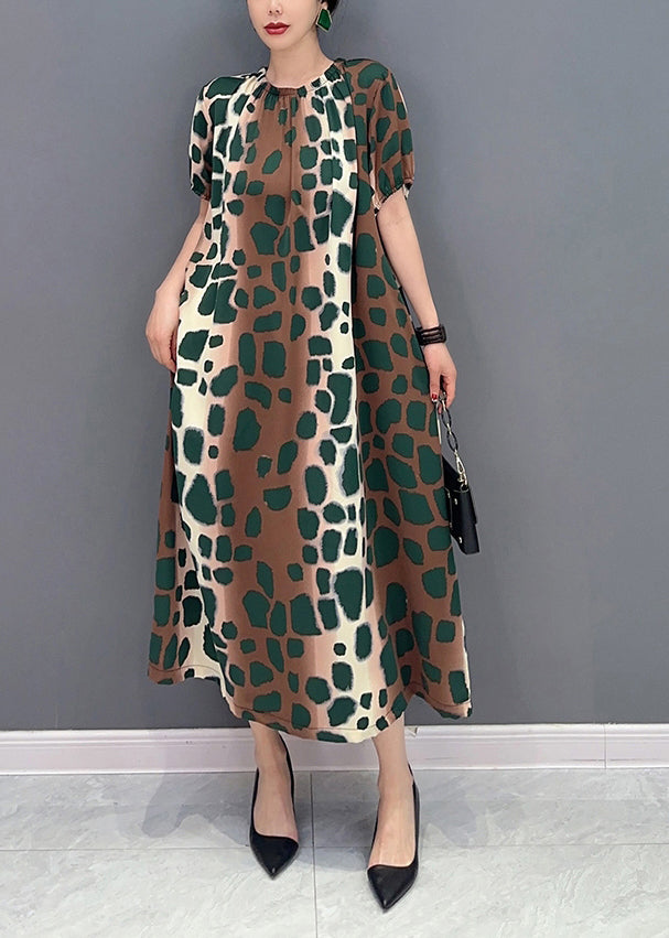 DIY Cinched Oversized Leopard Print Cotton A Line Dress Summer LY0566 - fabuloryshop