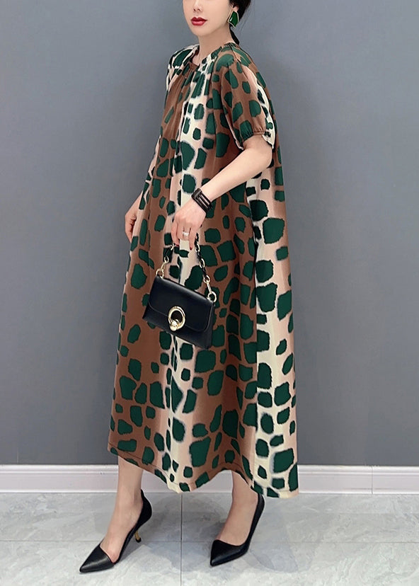 DIY Cinched Oversized Leopard Print Cotton A Line Dress Summer LY0566 - fabuloryshop