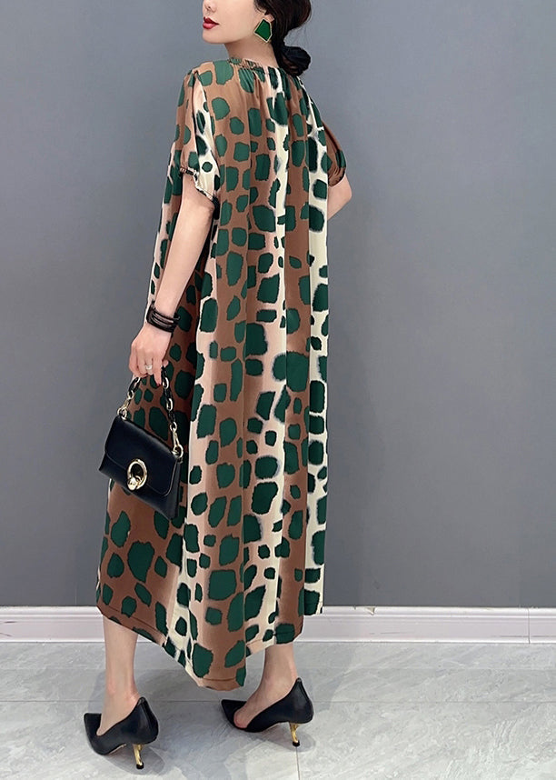 DIY Cinched Oversized Leopard Print Cotton A Line Dress Summer LY0566 - fabuloryshop