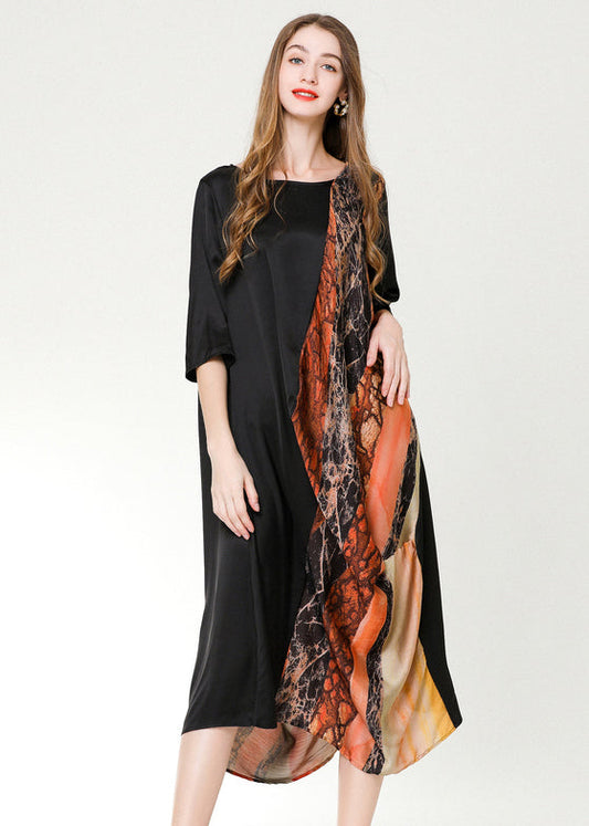 DIY Colorblock Asymmetrical Patchwork Print Chiffon Party Dress Summer LY0329 - fabuloryshop