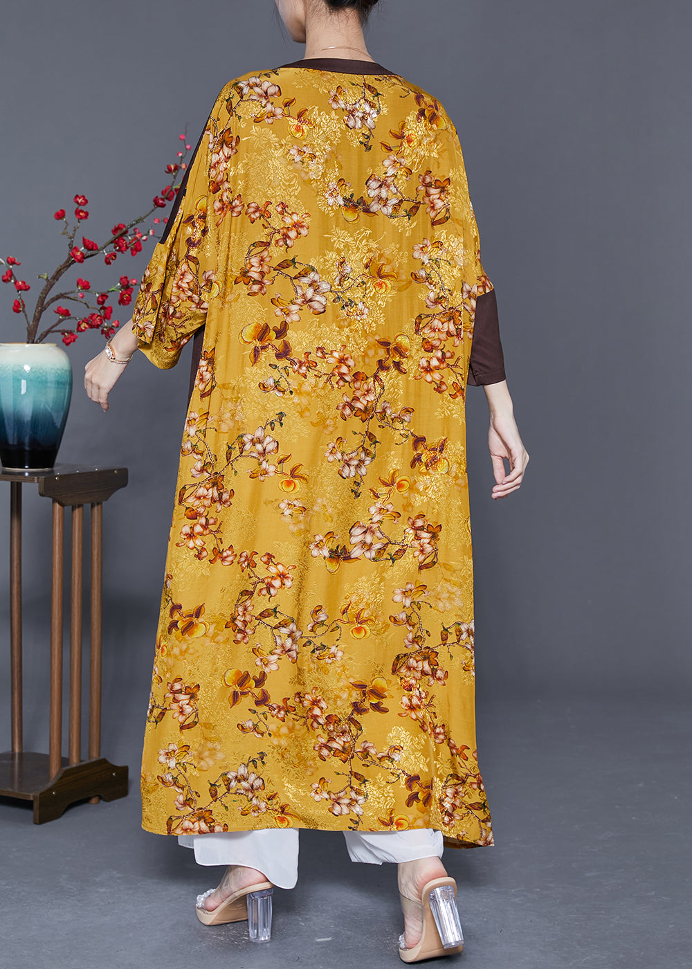DIY Colorblock Oversized Patchwork Chinese Button Silk Long Dress Summer LY5571 - fabuloryshop