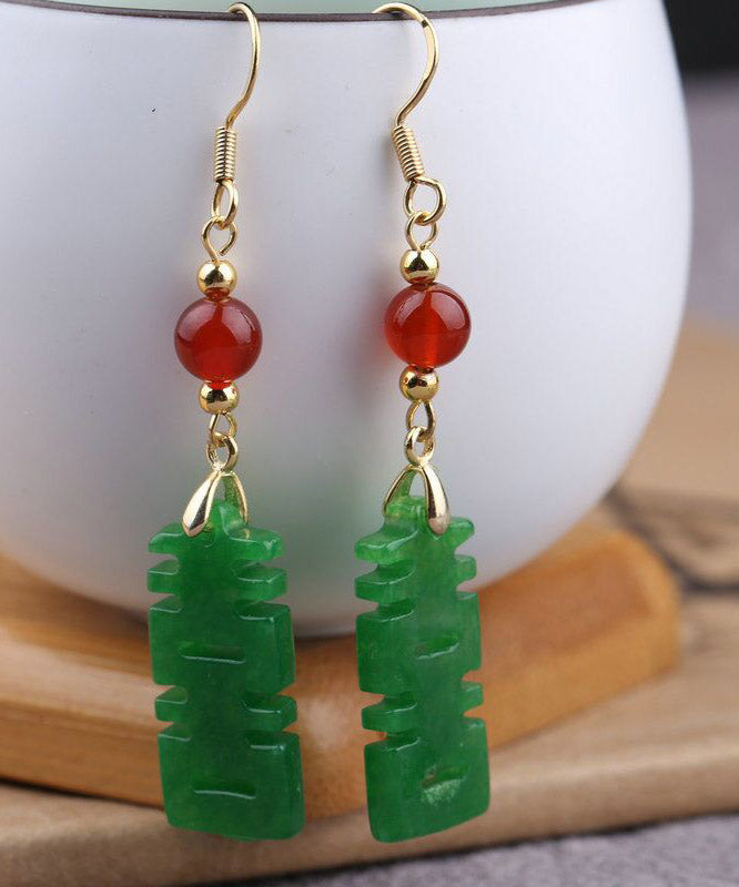 DIY Dry Green Jade Agate Graphic Drop Earrings LY2018 - fabuloryshop