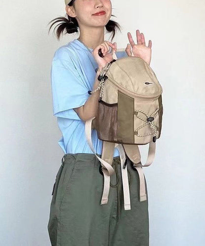 DIY Khaki Patchwork Durable Backpack Bag Ada Fashion