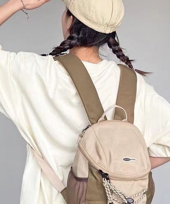 DIY Khaki Patchwork Durable Backpack Bag Ada Fashion