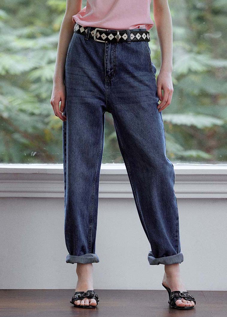 DIY Navy Oversized High Waist Denim Pants Summer LY4008 - fabuloryshop