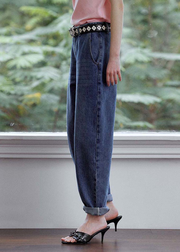 DIY Navy Oversized High Waist Denim Pants Summer LY4008 - fabuloryshop