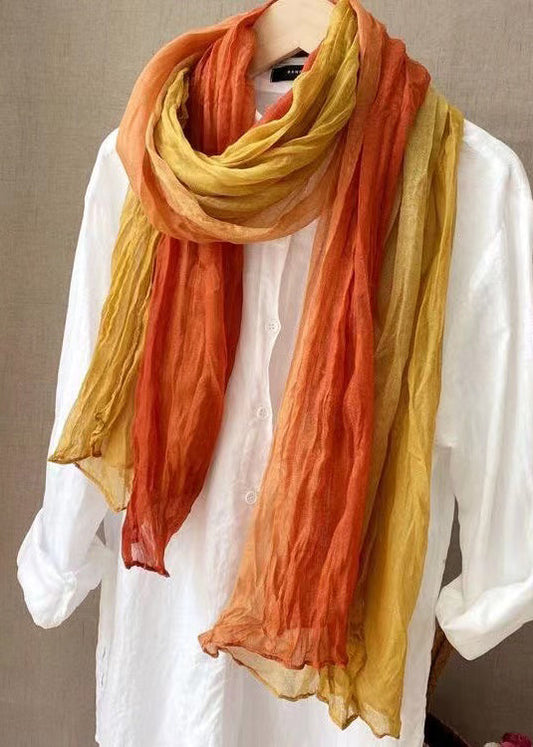 DIY Orange Wrinkled Autumn Cotton Scarf Ada Fashion