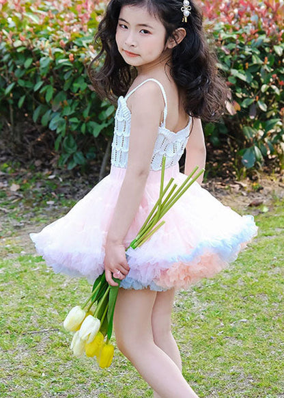 DIY Pink Ruffled Patchwork Tulle Baby Girls Party Skirt Summer LY5523 - fabuloryshop