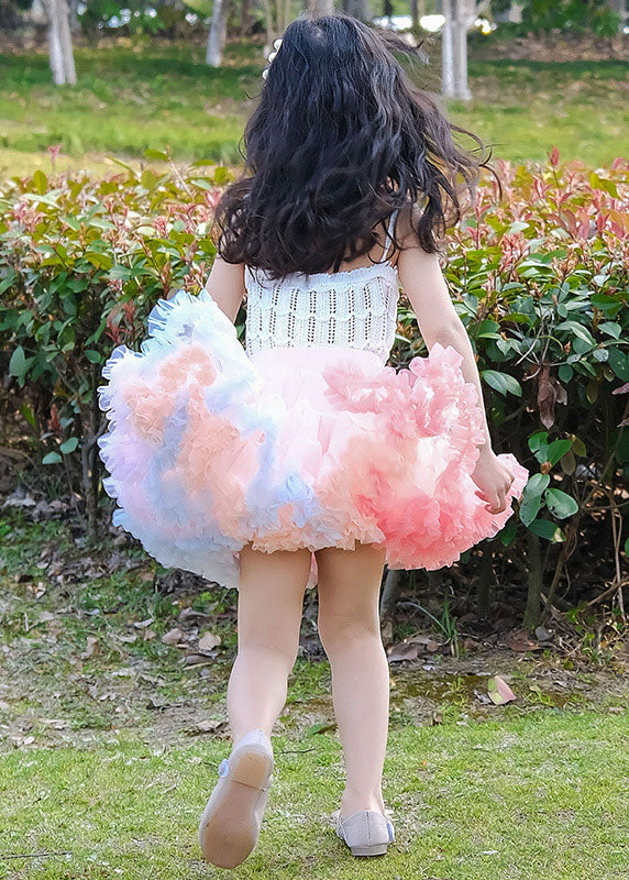 DIY Pink Ruffled Patchwork Tulle Baby Girls Party Skirt Summer LY5523 - fabuloryshop