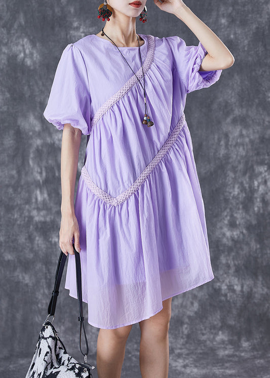 DIY Purple Asymmetrical Patchwork Wrinkled Maxi Dresses Summer TD1030 - fabuloryshop