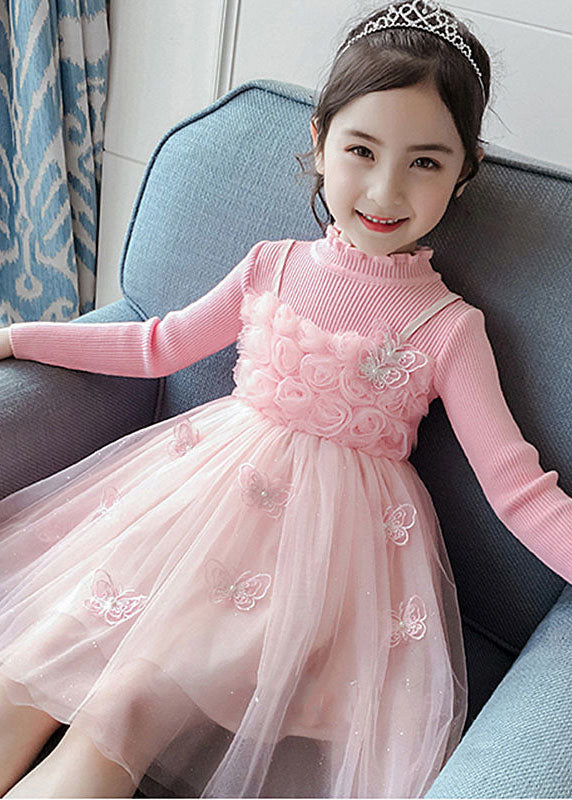 DIY Purple Butterfly Embroideried Floral Patchwork Tulle Girls Long Dresses Fall Ada Fashion