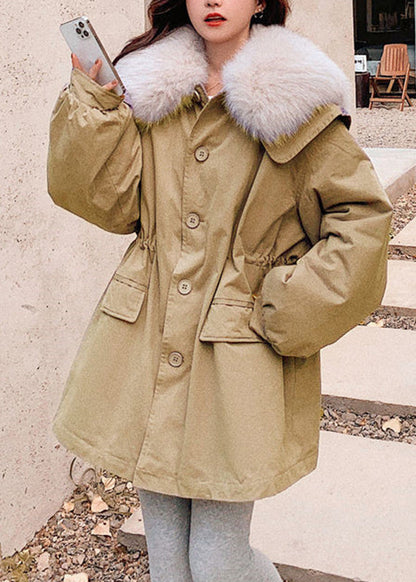 DIY Purple Fur Collar Pockets Patchwork Button Warm Fleece Parka Winter Ada Fashion