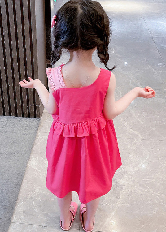 DIY Red Asymmetrical Ruffled Patchwork Little Rabbit Kids Girls Maxi Dresses Summer LY5472 - fabuloryshop