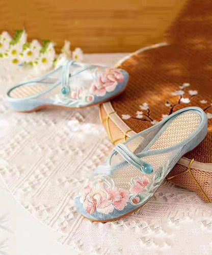 DIY Splicing Flat Slide Sandals White Tulle Embroidery LY7707 Ada Fashion