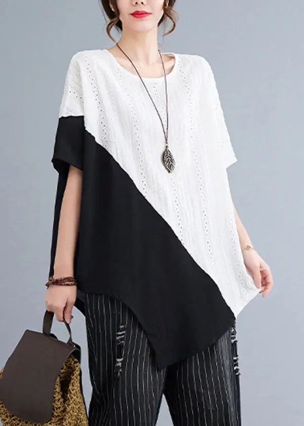 DIY White Asymmetrical Patchwork Hollow Out Cotton Tanks Summer Ada Fashion