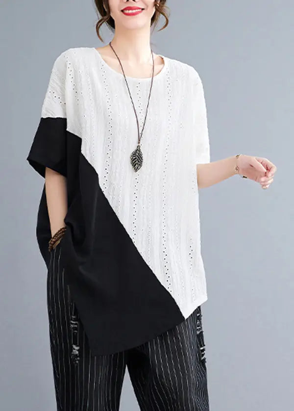 DIY White Asymmetrical Patchwork Hollow Out Cotton Tanks Summer Ada Fashion