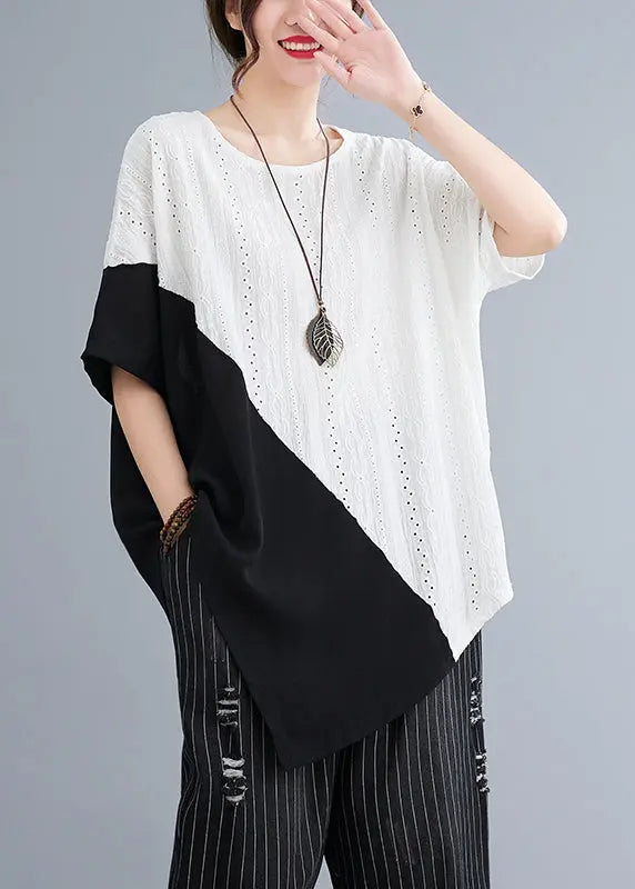 DIY White Asymmetrical Patchwork Hollow Out Cotton Tanks Summer Ada Fashion