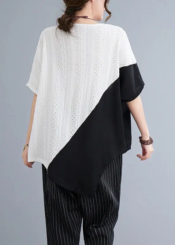 DIY White Asymmetrical Patchwork Hollow Out Cotton Tanks Summer Ada Fashion