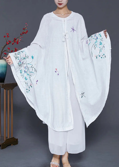 DIY White Embroideried Oversized Linen Dress Fall Ada Fashion