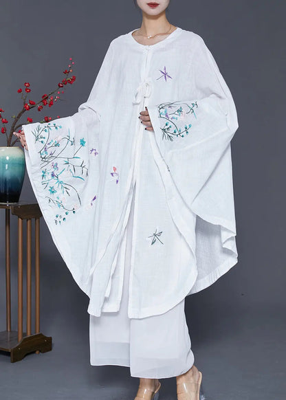 DIY White Embroideried Oversized Linen Dress Fall Ada Fashion