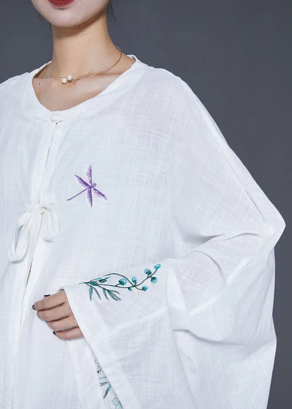 DIY White Embroideried Oversized Linen Dress Fall Ada Fashion