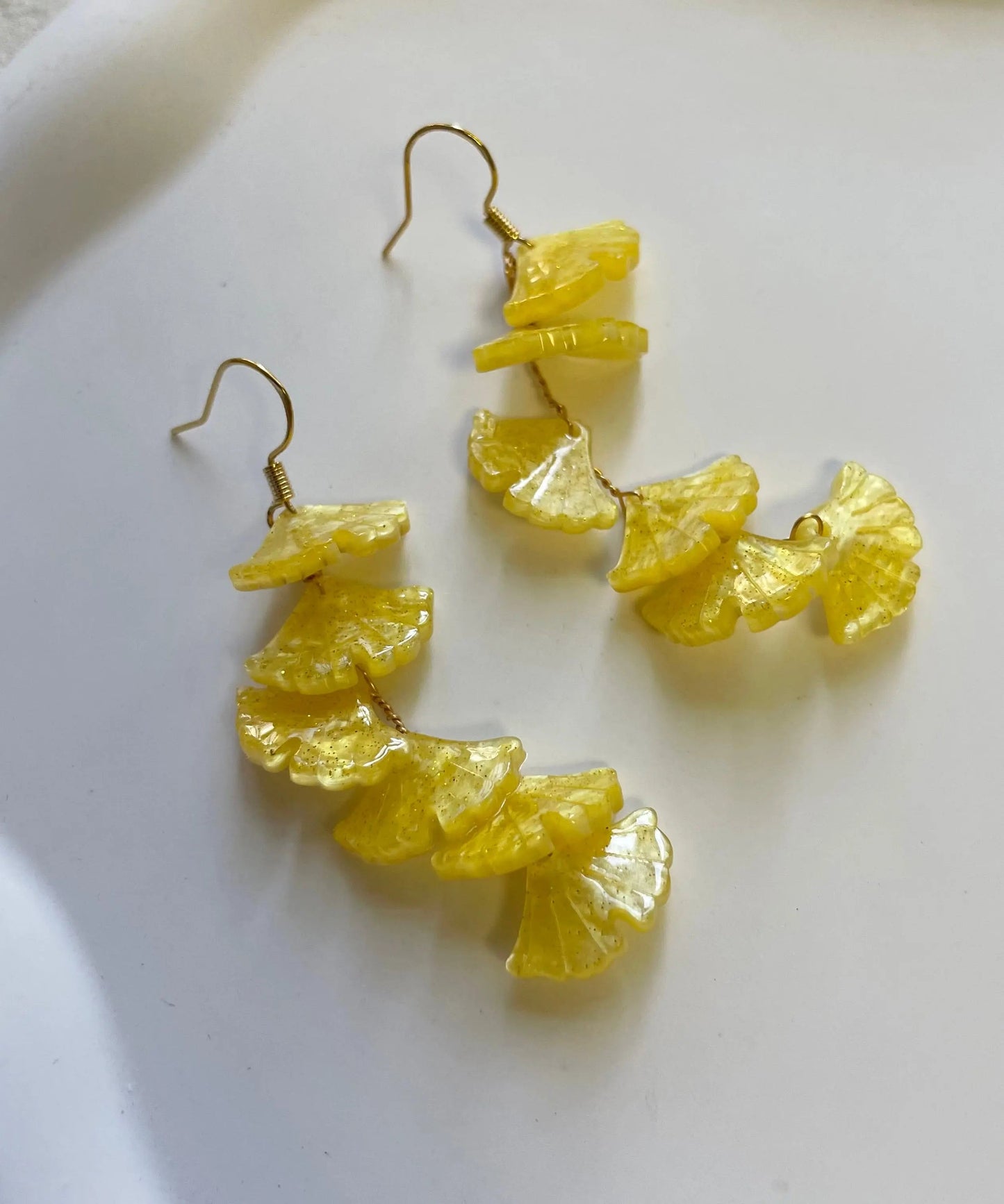 DIY Yellow Overgild Tassel Ginkgo Leaf Drop Earrings Ada Fashion