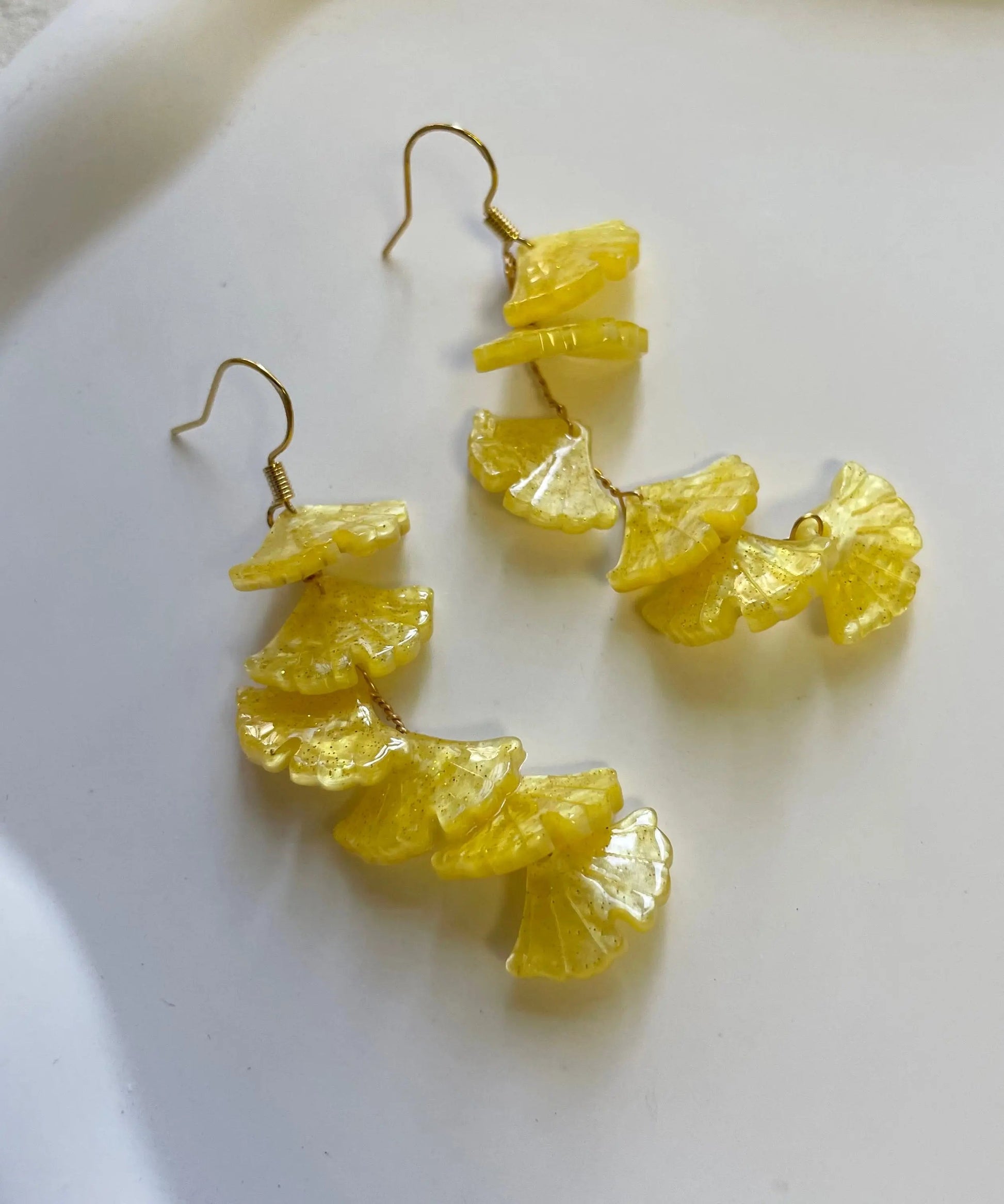 DIY Yellow Overgild Tassel Ginkgo Leaf Drop Earrings Ada Fashion