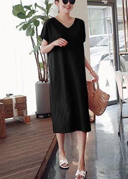 Cotton Summer Tunics Black Dress - fabuloryshop