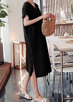 Cotton Summer Tunics Black Dress - fabuloryshop