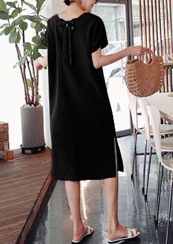 Cotton Summer Tunics Black Dress - fabuloryshop