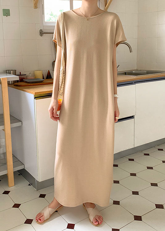 Diy Beige Front Back Wear On Both Sides Knit Dresses Summer LY1332 - fabuloryshop