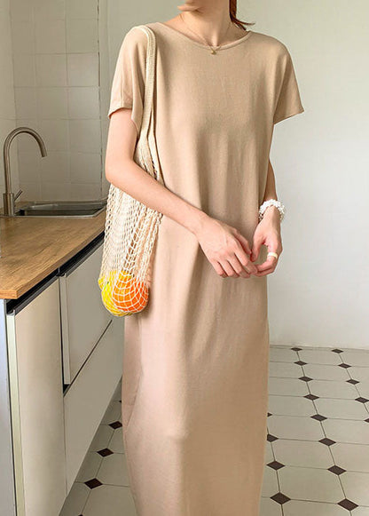 Diy Beige Front Back Wear On Both Sides Knit Dresses Summer LY1332 - fabuloryshop